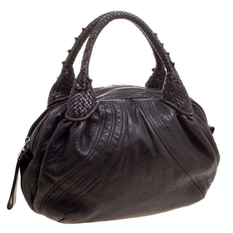 Fendi Dark Brown Leather Large Spy Bag 3