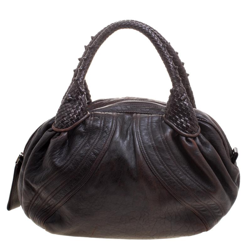 Fendi Dark Brown Leather Large Spy Bag 4