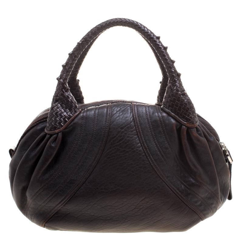 Fendi Dark Brown Leather Large Spy Bag 5