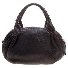 Used Fendi Dark Brown Leather Large Spy Bag