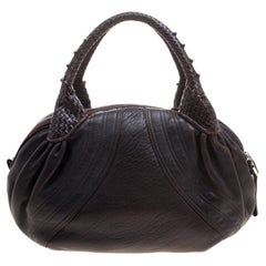 Fendi - Grand sac Spy en cuir marron foncé