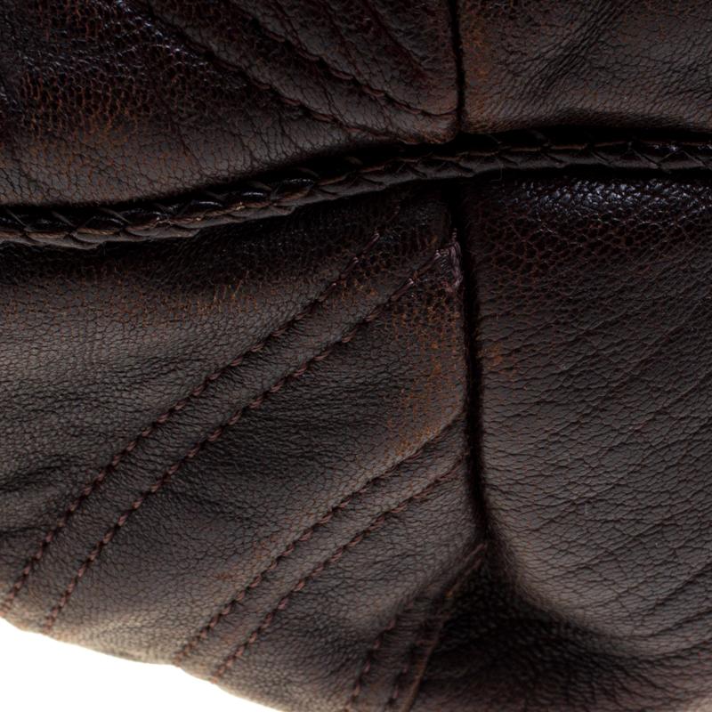 Fendi Dark Brown Leather Large Spy Hobo 5