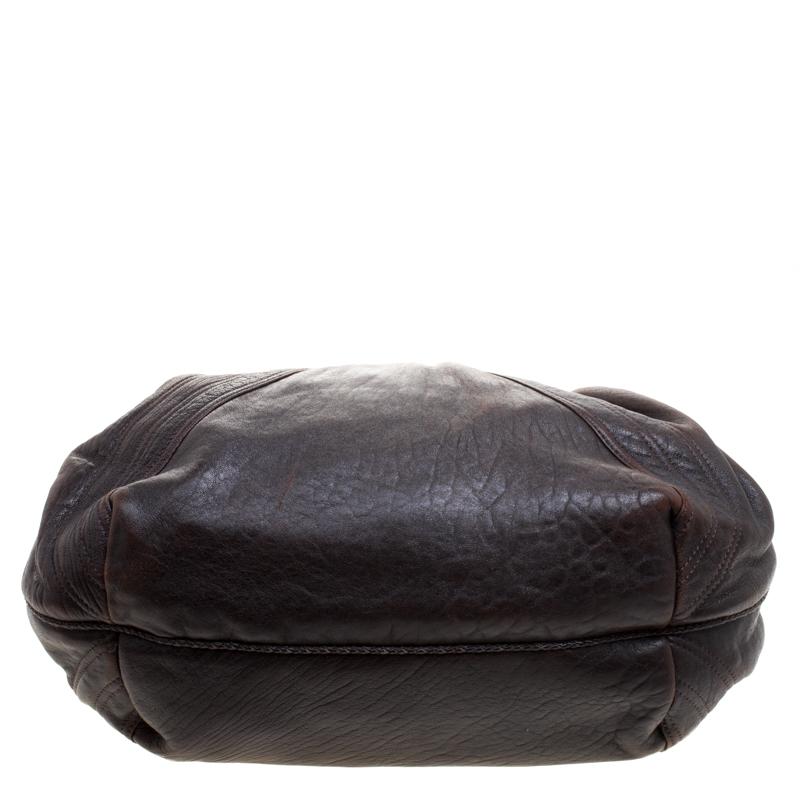 Fendi Dark Brown Leather Large Spy Hobo In Good Condition In Dubai, Al Qouz 2