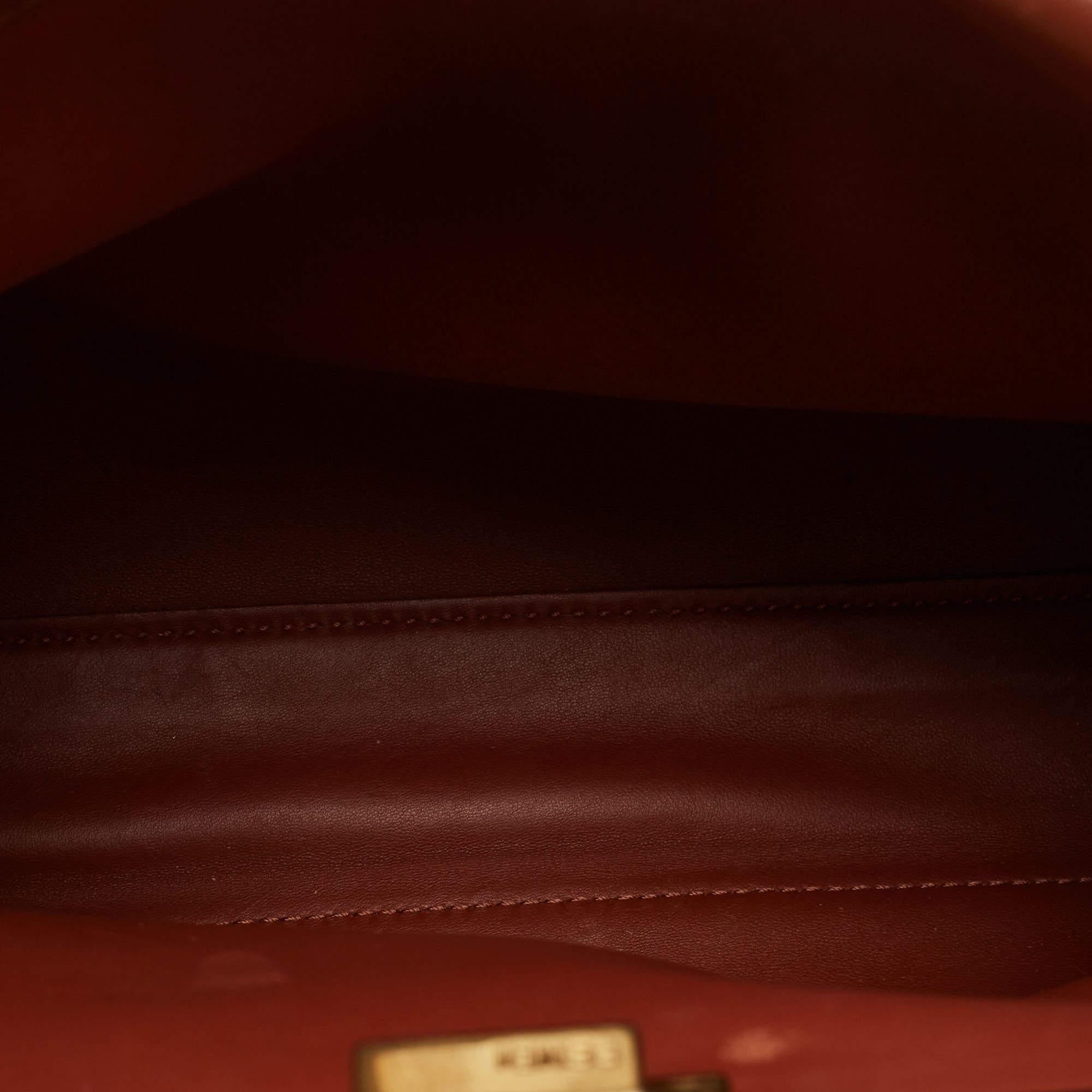 Fendi Dark Brown Leather Medium Pocket Peekaboo Top Handle Bag 6