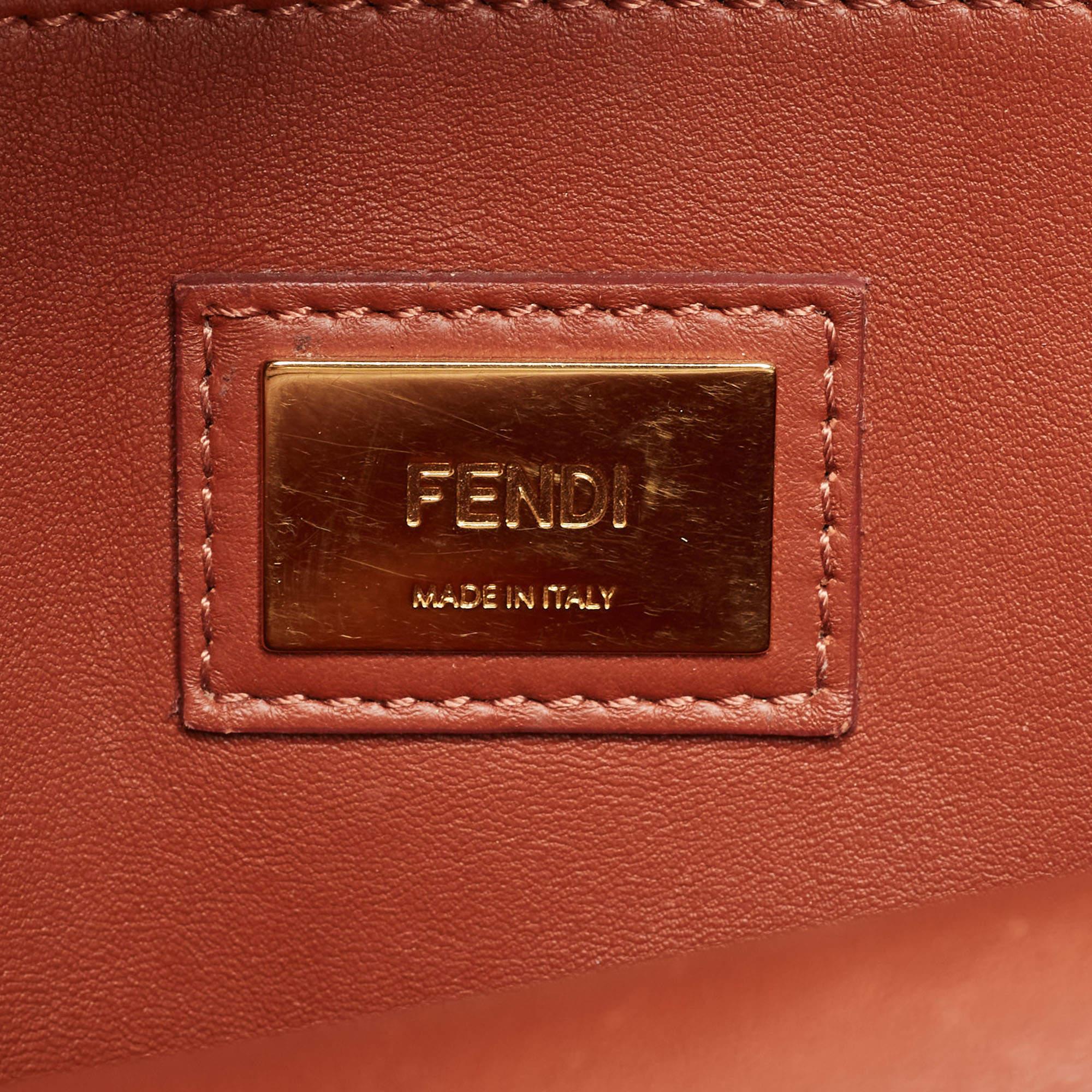 Fendi Dark Brown Leather Medium Pocket Peekaboo Top Handle Bag 2