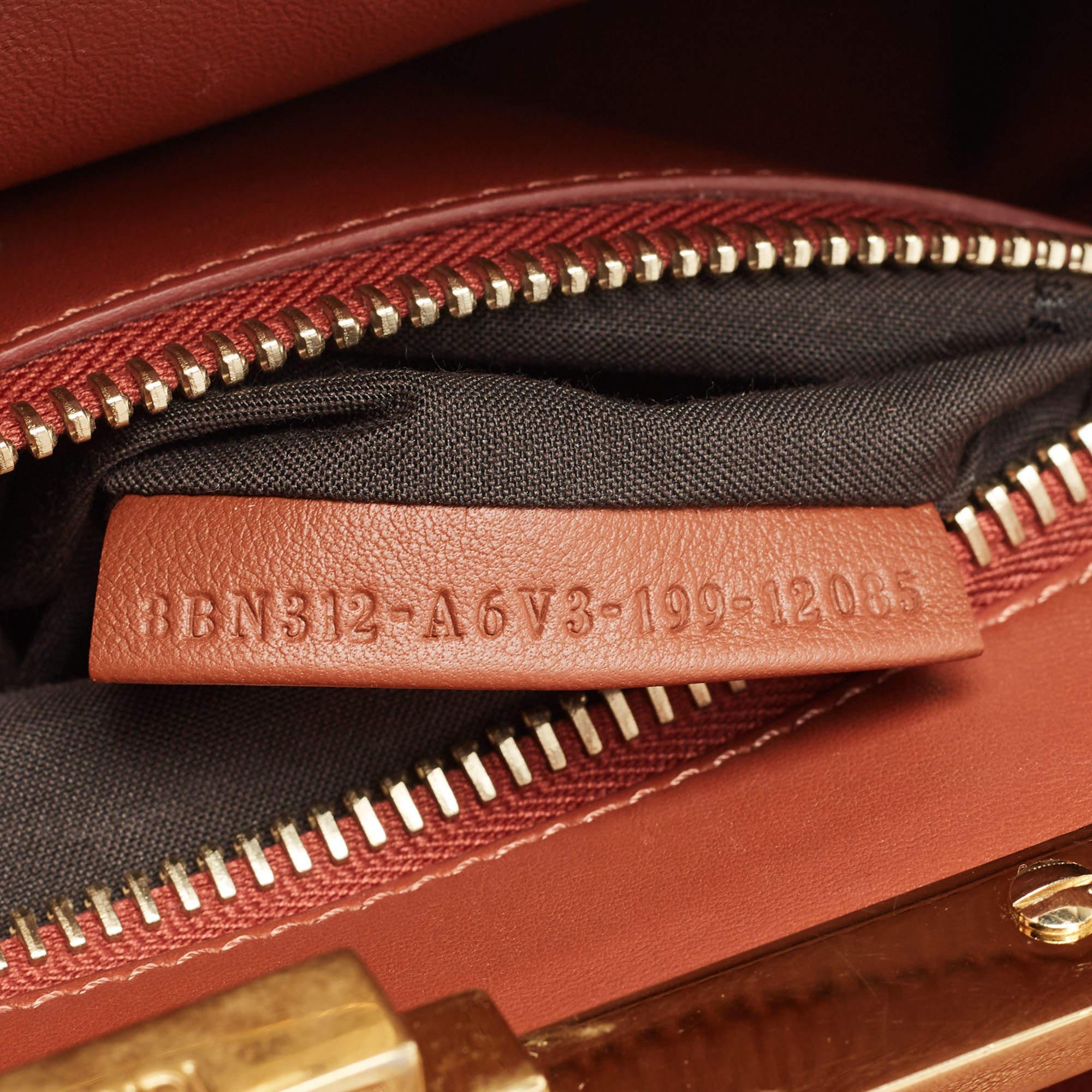 Fendi Dark Brown Leather Medium Pocket Peekaboo Top Handle Bag 3