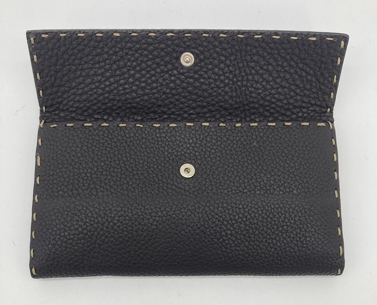 Fendi Dark Brown Selleria Leather Continental Wallet For Sale 6