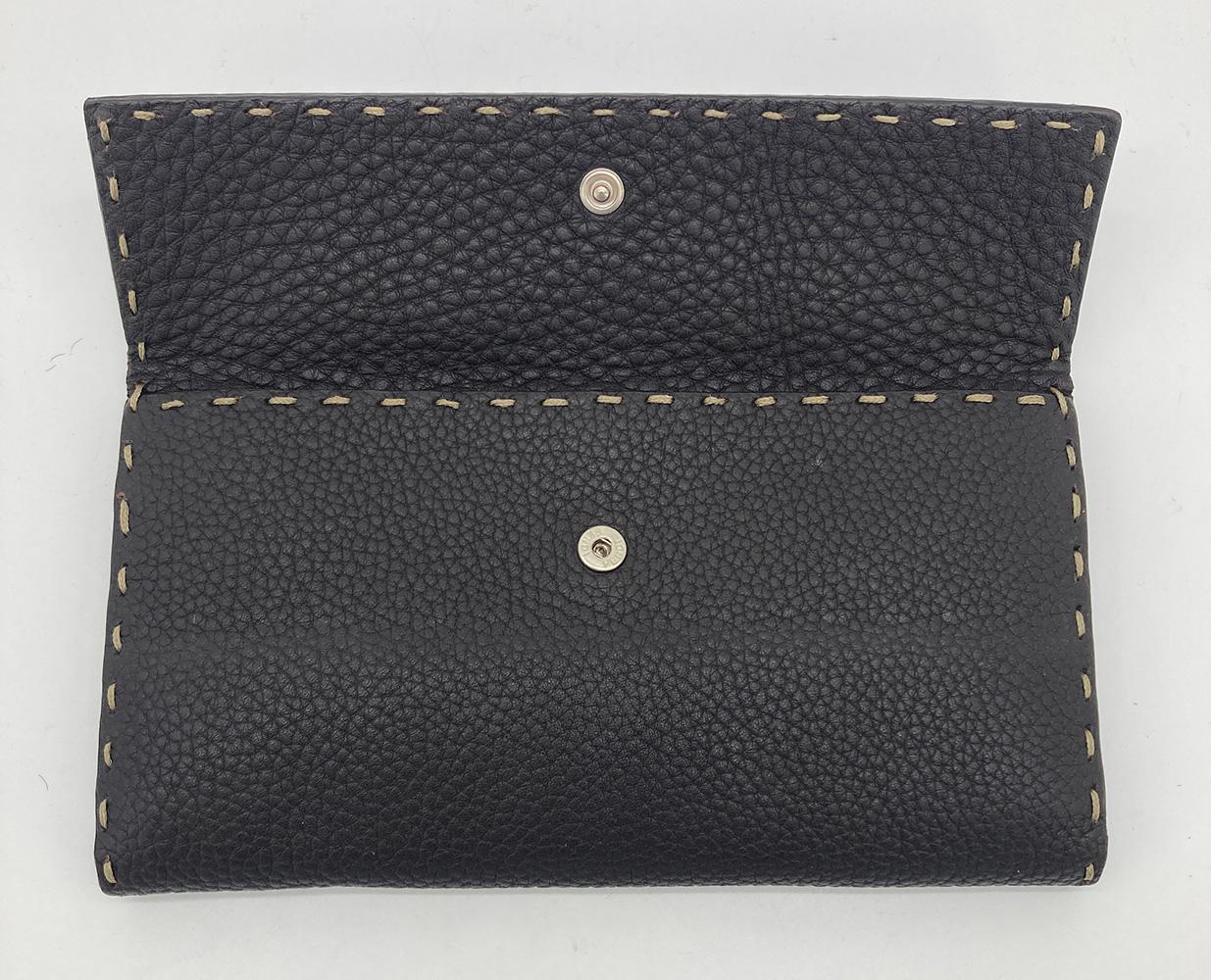 Fendi Dark Brown Selleria Leather Continental Wallet  For Sale 6