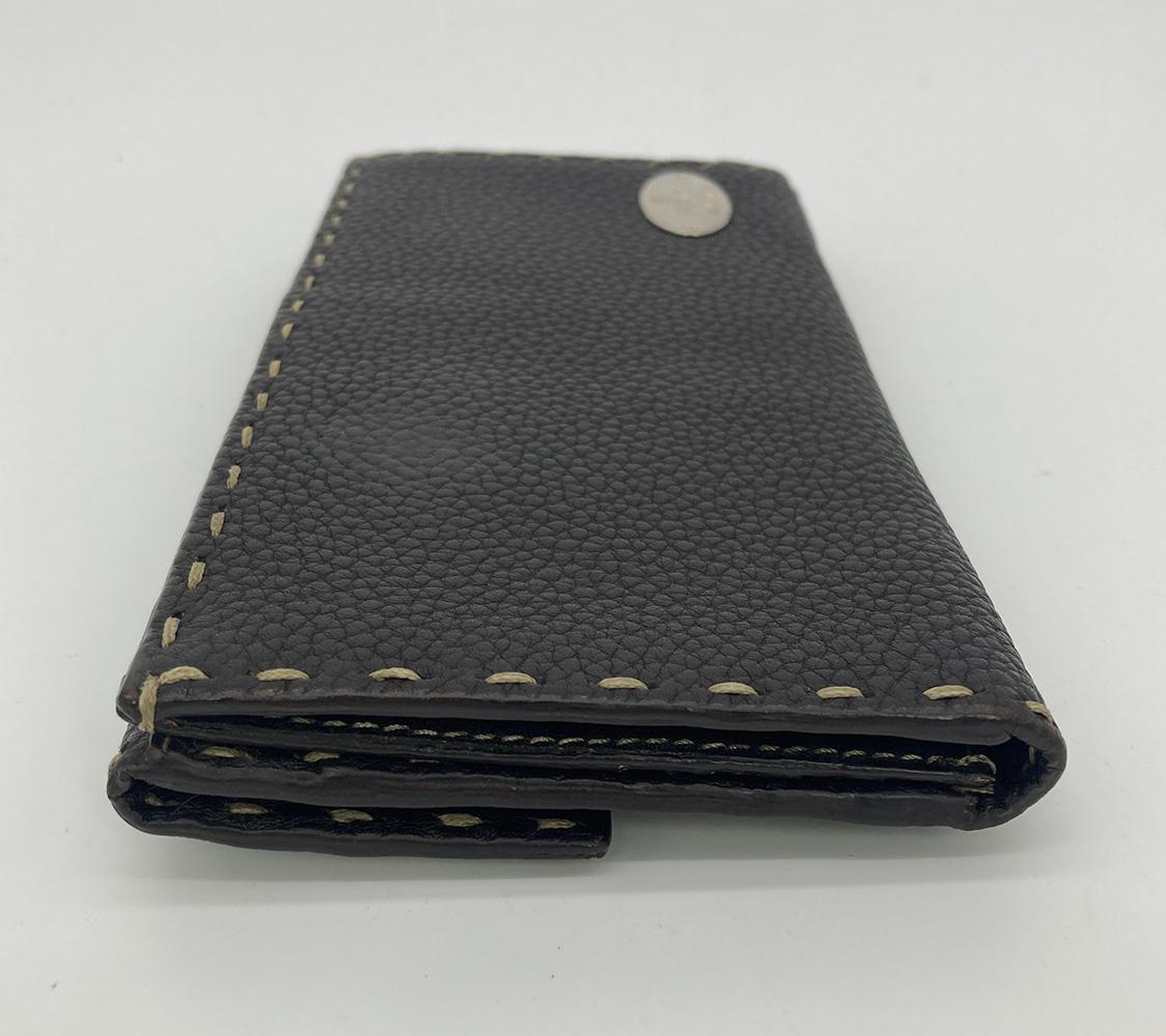 Black Fendi Dark Brown Selleria Leather Continental Wallet  For Sale