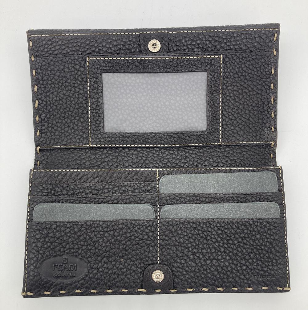 Fendi Dark Brown Selleria Leather Continental Wallet  For Sale 2