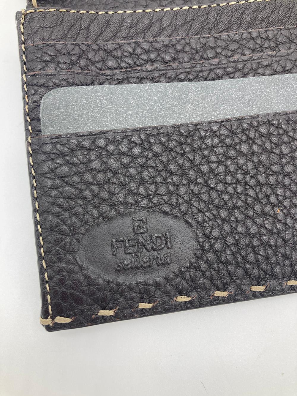 Fendi Dark Brown Selleria Leather Continental Wallet  For Sale 4