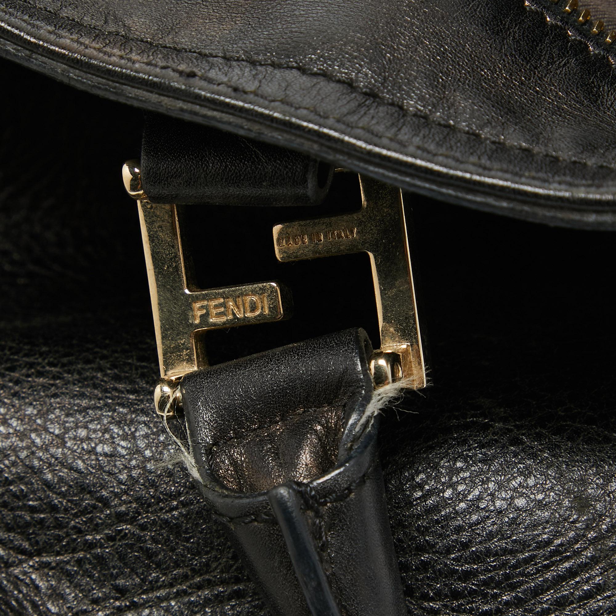 Fendi Dark Brown Leather Twins Tote For Sale 9