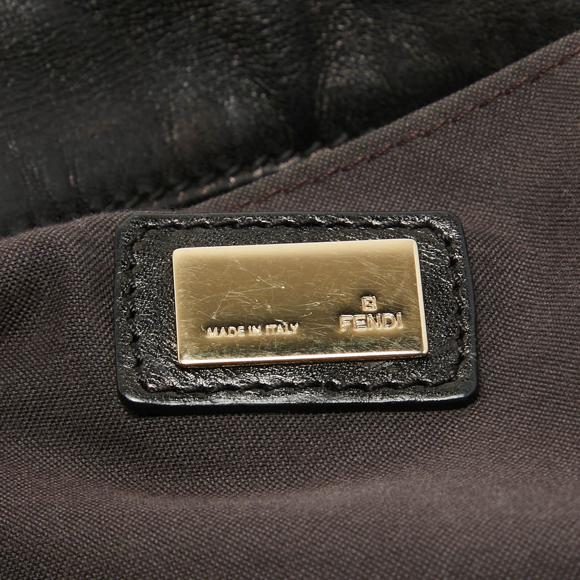 Fendi Dark Brown Leather Twins Tote For Sale 12