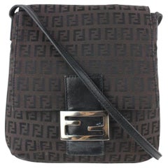 Vintage Fendi Dark Brown Monogram FF Zucca Mamma Crossbody Flap Bag 910ff3