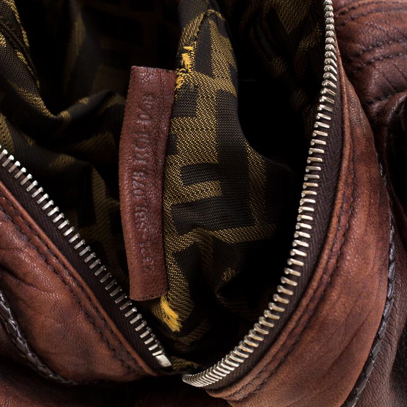 Fendi Dark Brown Pebbled Leather Spy Bag 5