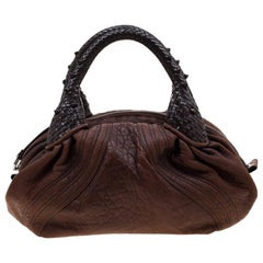 Used Fendi Dark Brown Pebbled Leather Spy Bag