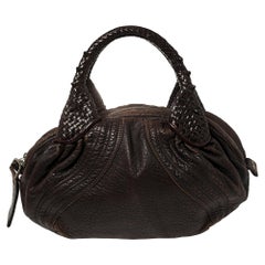 Fendi Dark Brown Pebbled Leather Spy Bag
