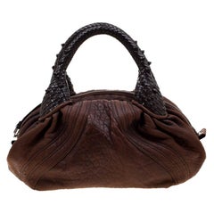Used Fendi Dark Brown Pebbled Leather Spy Bag
