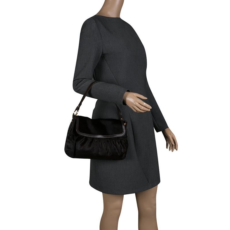 fendi pony hair shoulder bag