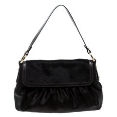 Fendi Dark Brown Pony Hair Chef Shoulder Bag