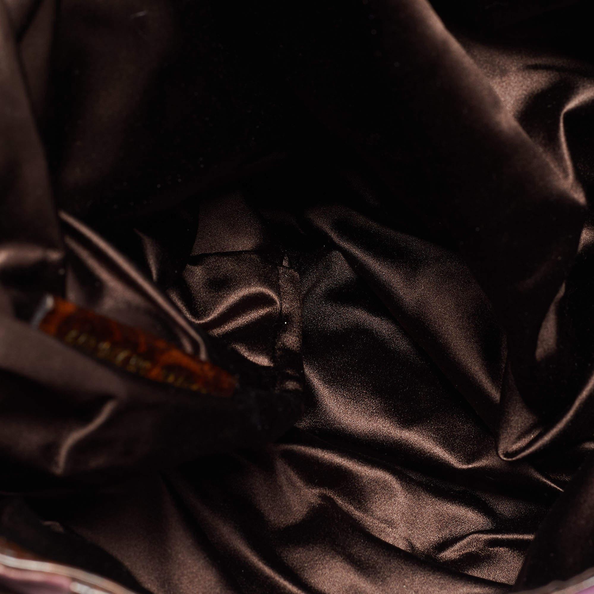 Fendi Dark Brown/Purple Patent Leather and Fabric Sequins Spy Hobo 7