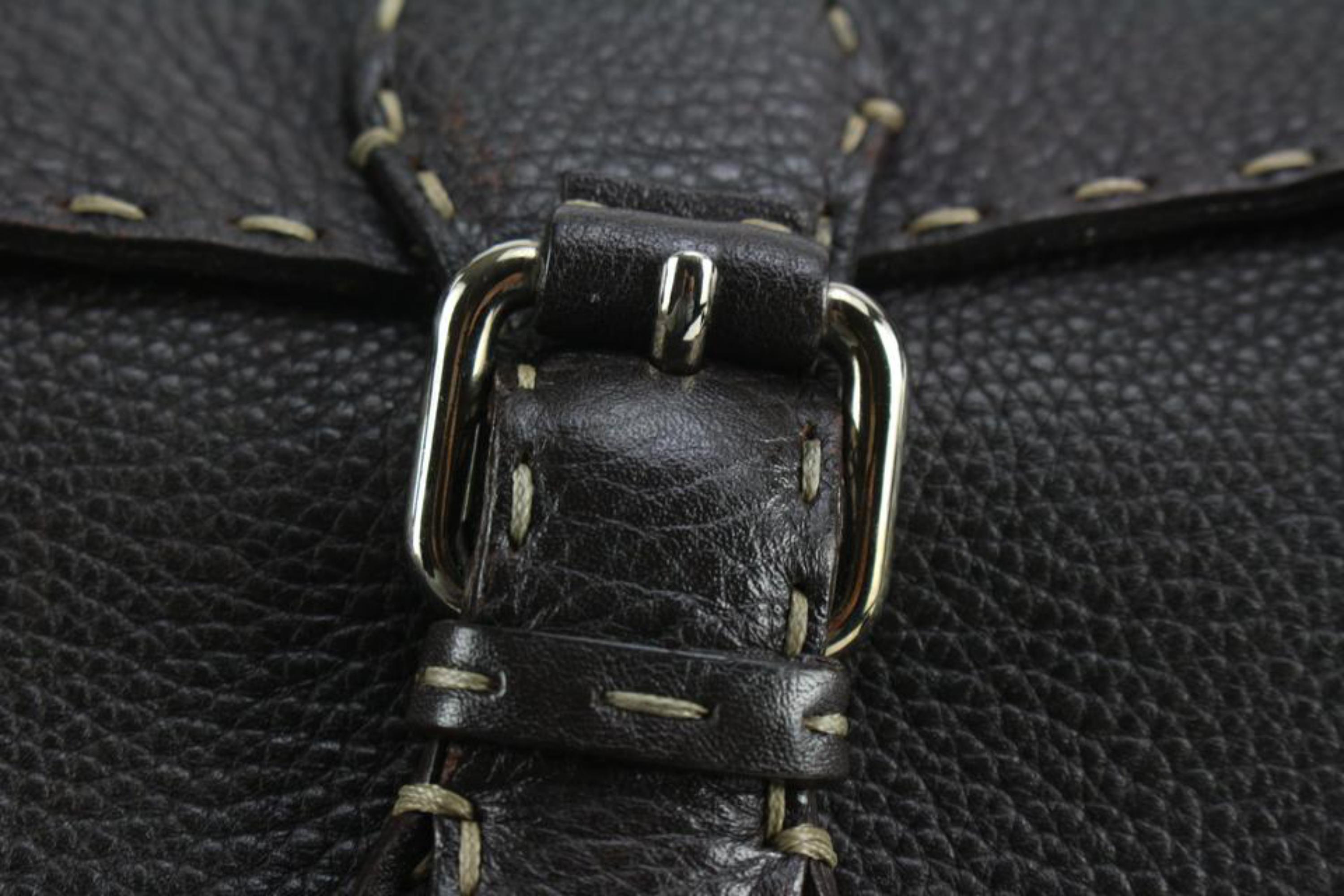 Fendi Dark Brown Selleria Leather Linda Shoulder Satchel Bag 1221f19 For Sale 4
