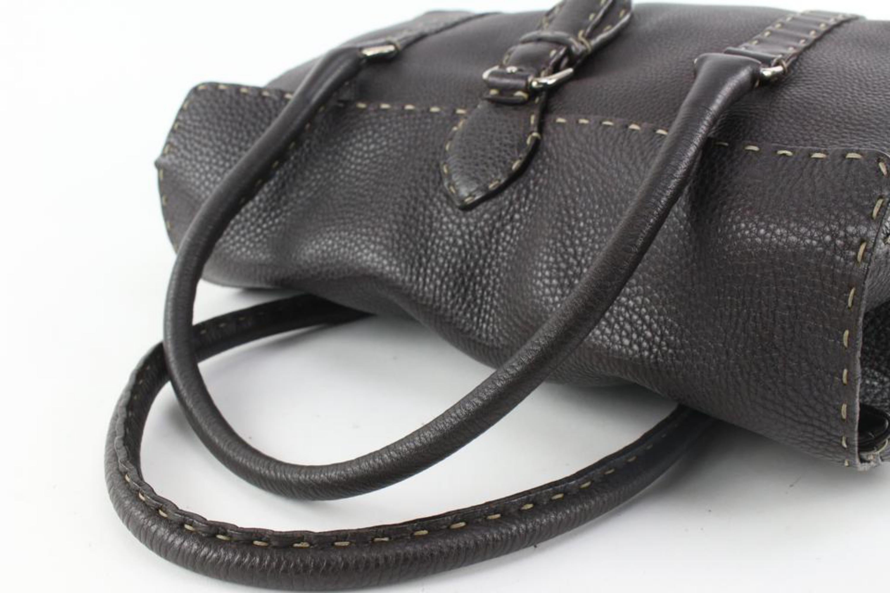 Women's Fendi Dark Brown Selleria Leather Linda Shoulder Satchel Bag 1221f19 For Sale