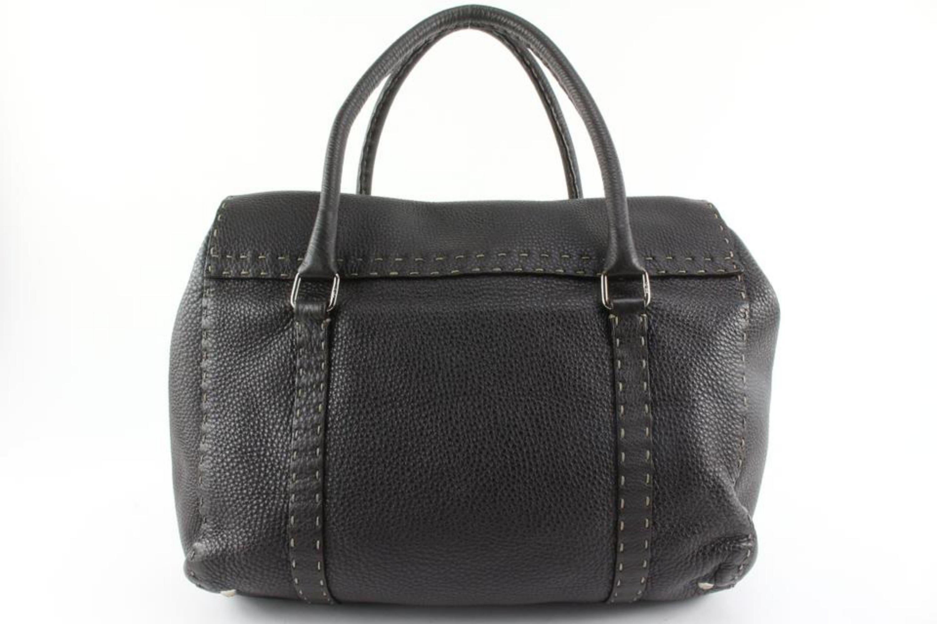 Fendi Dark Brown Selleria Leather Linda Shoulder Satchel Bag 1221f19 For Sale 1