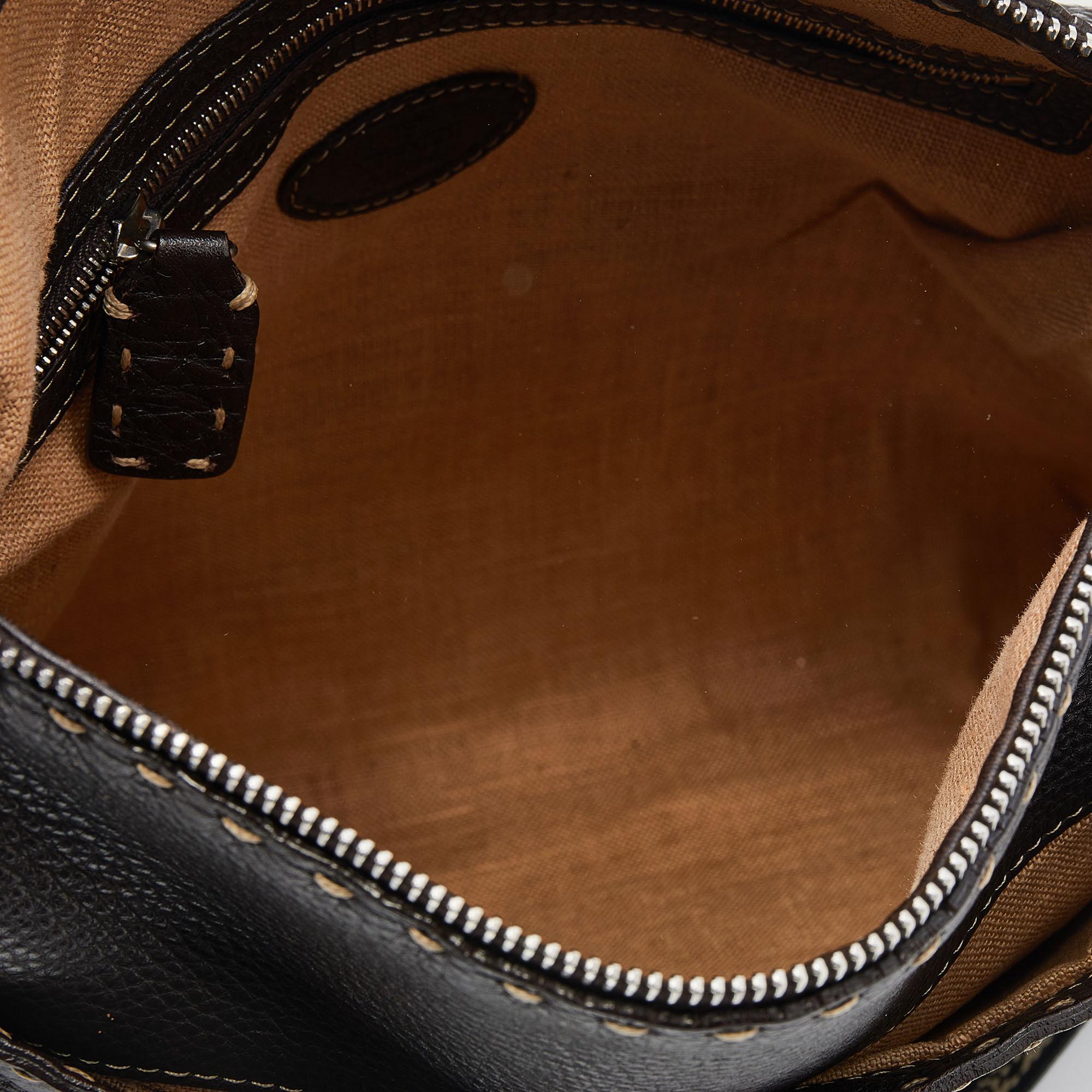 Fendi Dark Brown Selleria Leather Messenger Bag 2
