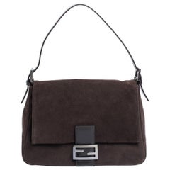 Fendi Dark Brown Suede and Leather Mama Baguette Bag