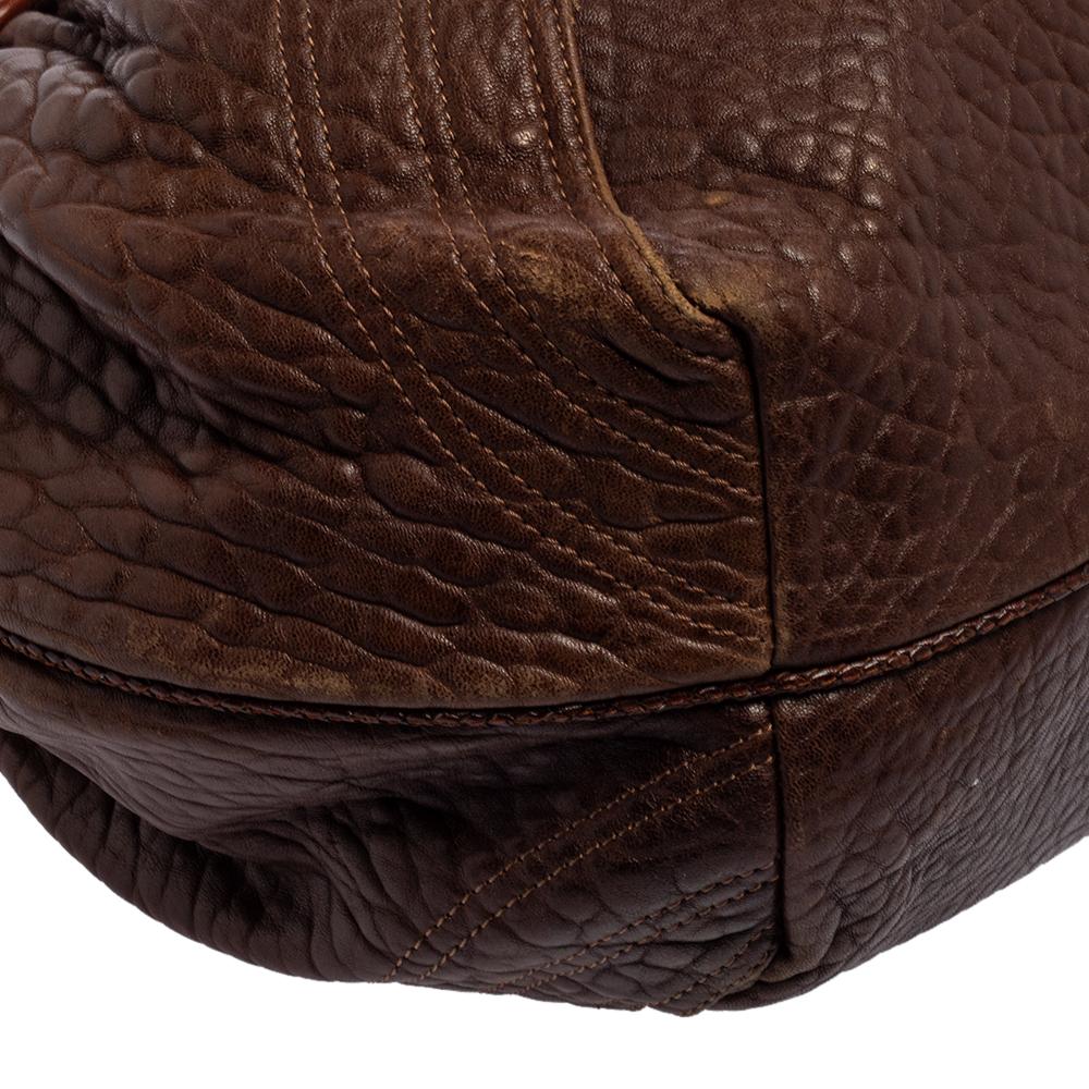 Black Fendi Dark Brown Textured Leather Spy Bag