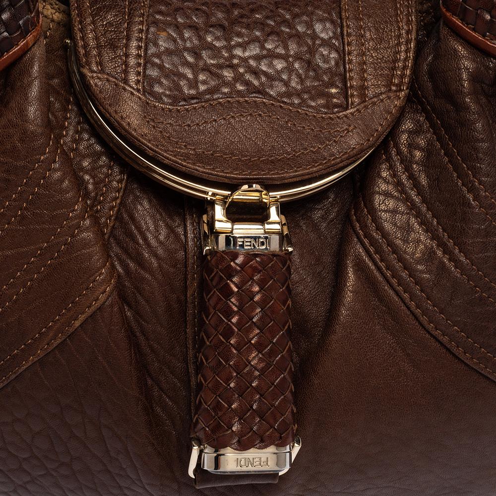 Fendi Dark Brown Textured Leather Spy Bag 1
