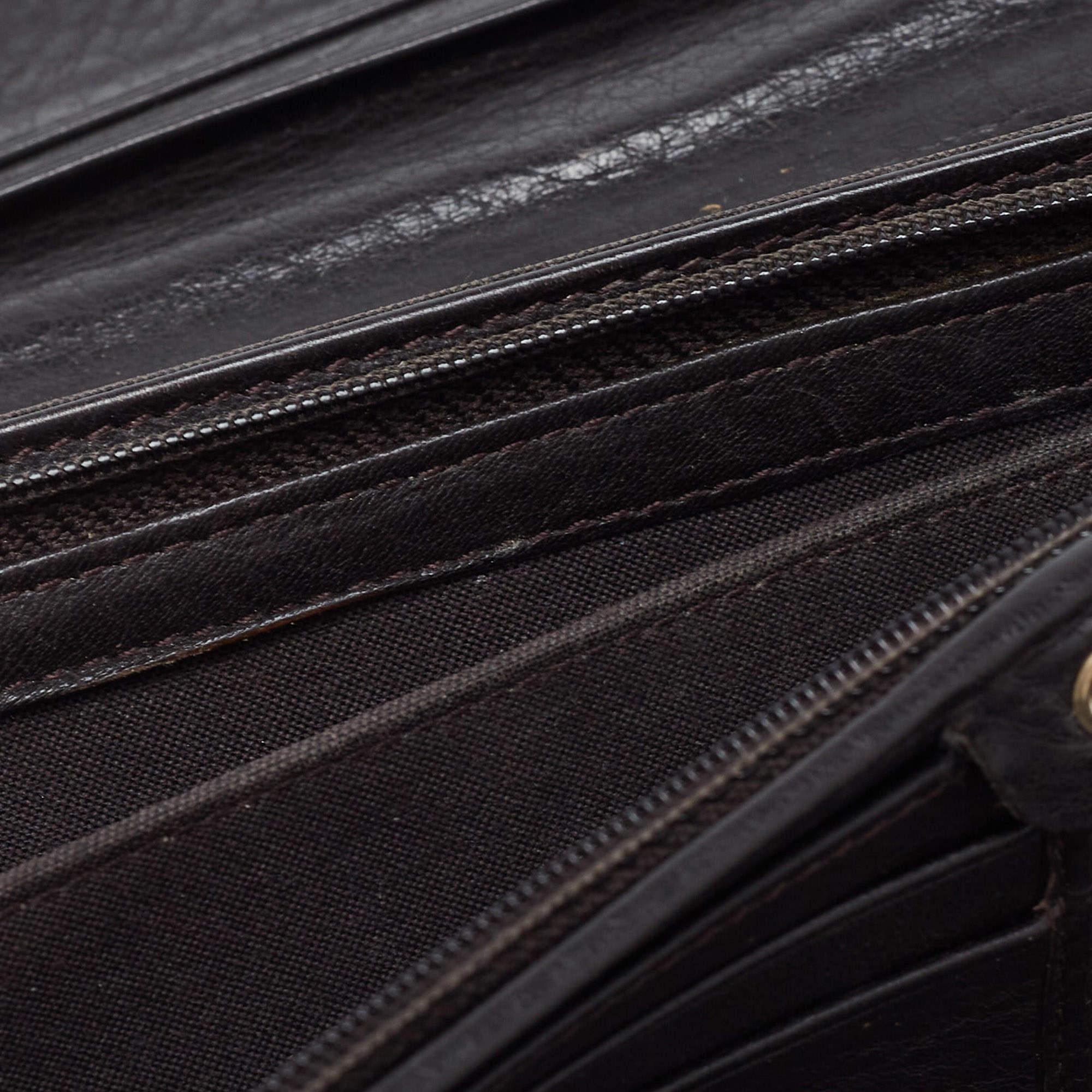 Fendi Dark Brown/Tobacco Zucca Canvas and Leather Trifold Continental Wallet 4