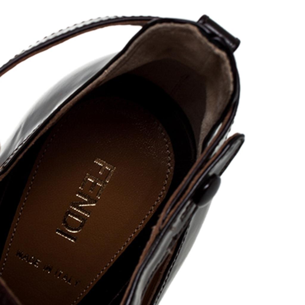 Fendi Dark Burgundy Glitter and Leather Peep Toe Platform Booties Size 39 2