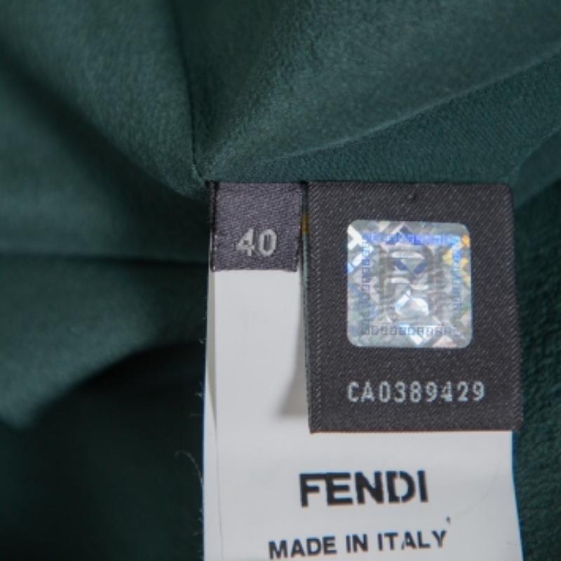 Fendi Dark Green Crepe One Shoulder Maxi Dress S In Good Condition For Sale In Dubai, Al Qouz 2