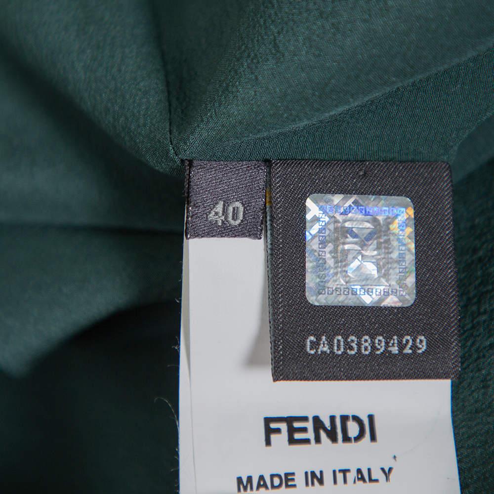Women's Fendi Dark Green Crepe One Shoulder Maxi Dress S For Sale