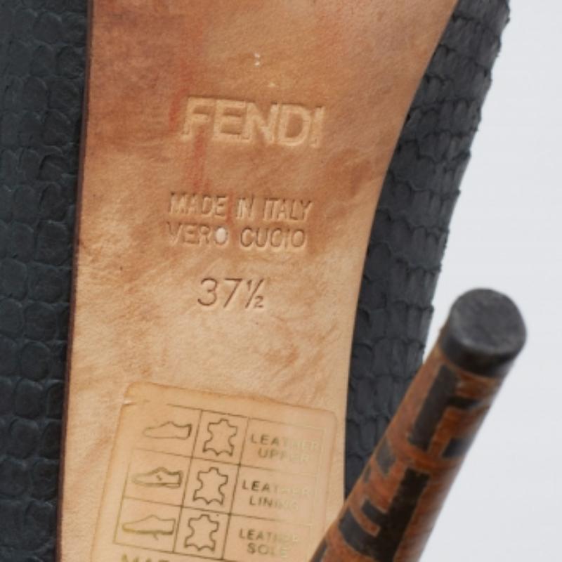 Fendi Dark Green Python Superstar Platform Pumps Size 37.5 For Sale 3
