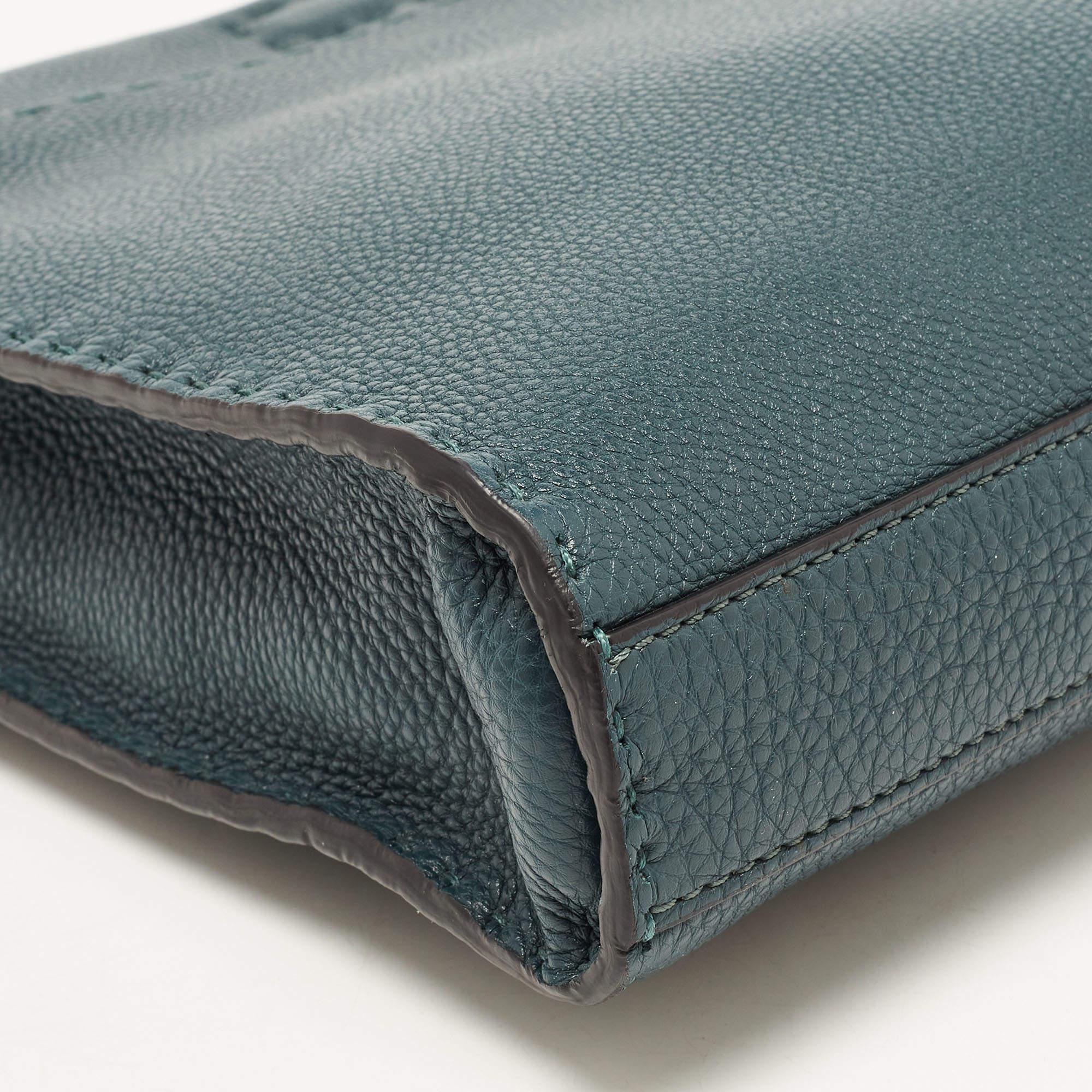Fendi Dark Green Selleria Leather Peekaboo Fit Briefcase 2