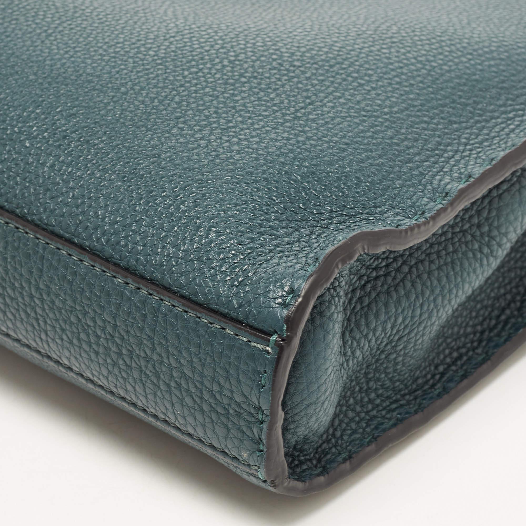 Fendi Dark Green Selleria Leather Peekaboo Fit Briefcase 3