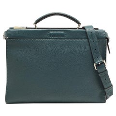 Fendi Dark Green Selleria Leather Peekaboo Fit Briefcase