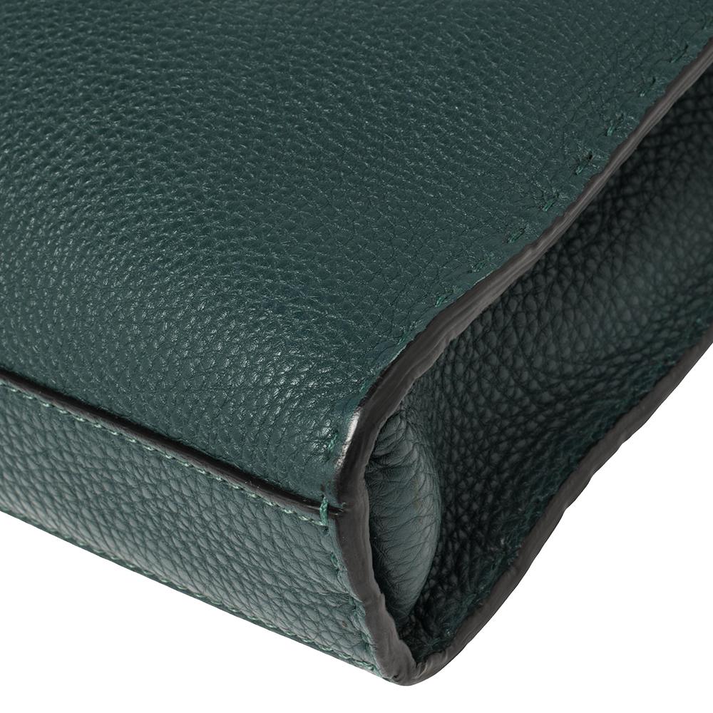 Fendi Dark Green Selleria Leather Peekaboo Iconic Fit Briefcase 2