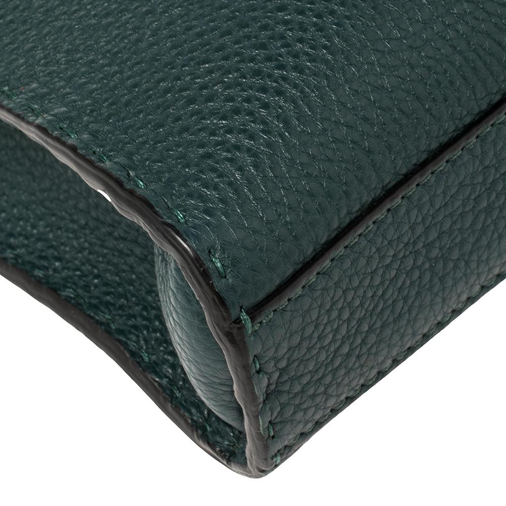 Fendi Dark Green Selleria Leather Peekaboo Iconic Fit Briefcase 3