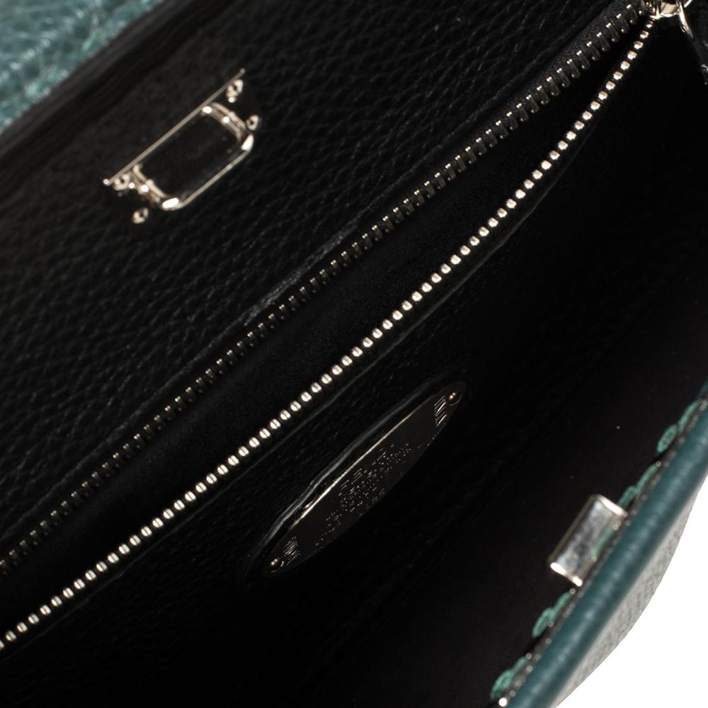 Fendi Dark Green Selleria Leather Peekaboo Iconic Fit Briefcase 4