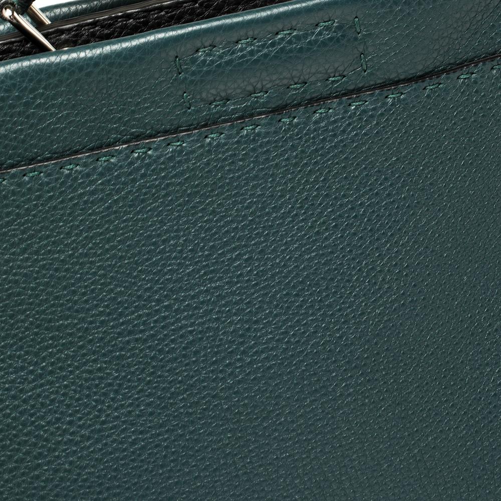 Fendi Dark Green Selleria Leather Peekaboo Iconic Fit Briefcase In New Condition In Dubai, Al Qouz 2