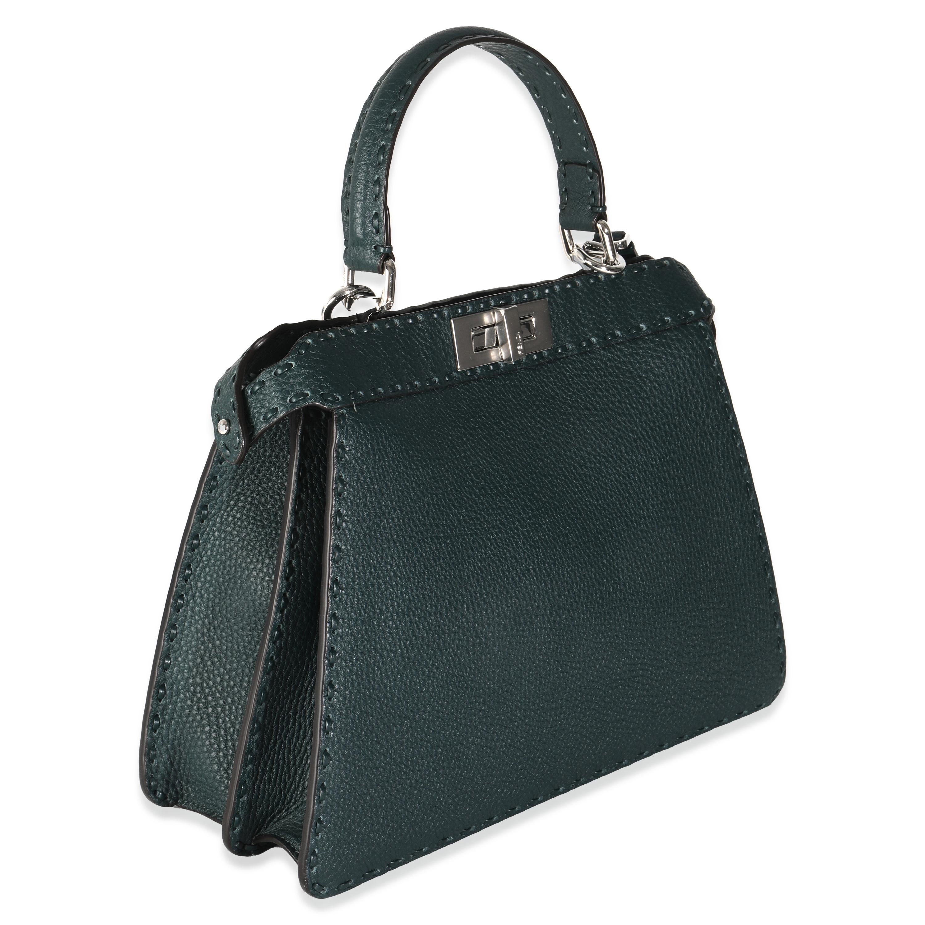 Black Fendi Dark Green Sellerissima Nappa Sintetica Tape Stitch Medium Peekaboo I SEE