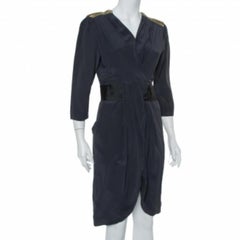 Fendi Dark Green Silk Embellished Detail Draped Mini Dress M