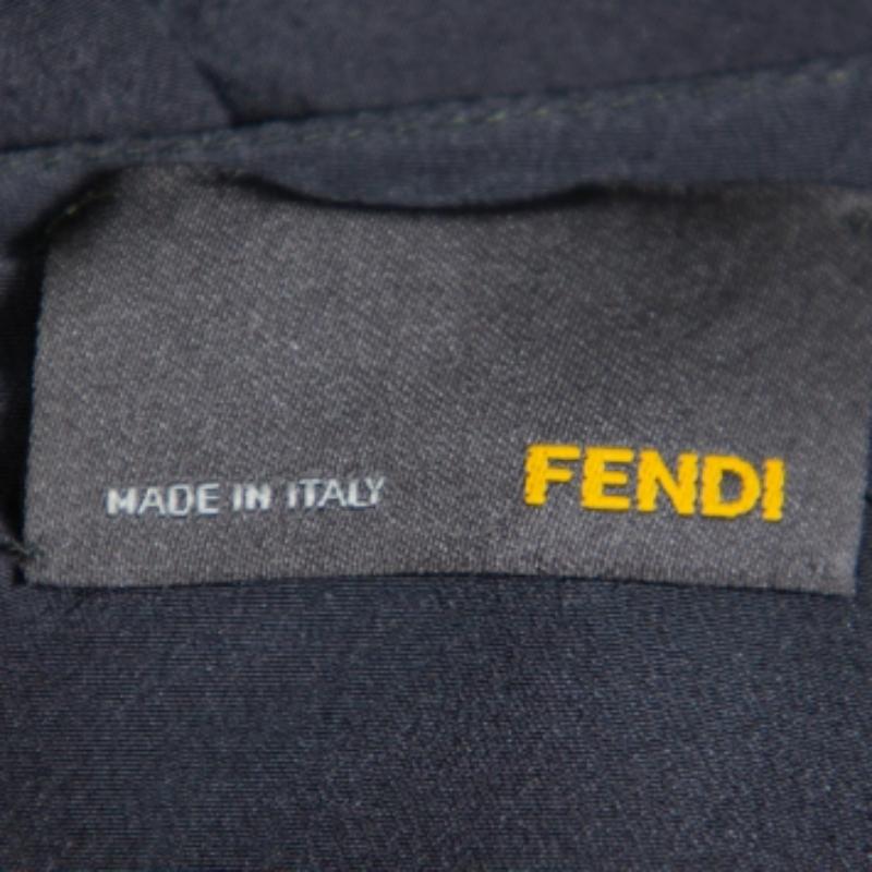 Women's Fendi Dark Green Silk Embellished Detail Draped Mini Dress M For Sale