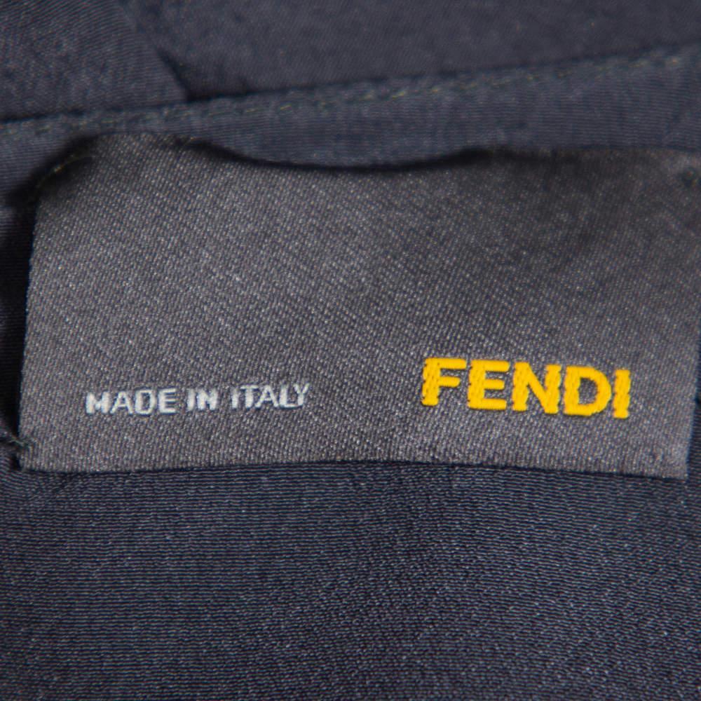 Fendi Dark Green Silk Embellished Detail Draped Mini Dress M 2