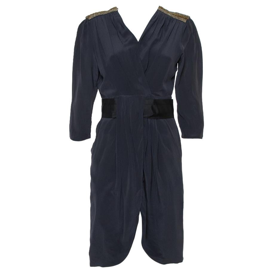 Fendi 25 Striped Dress Blue Cotton