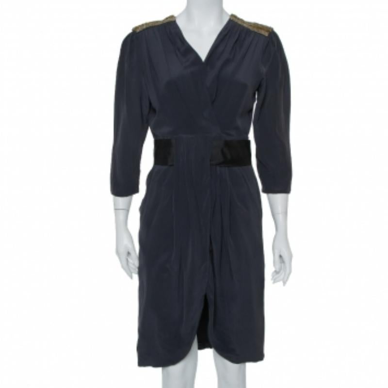 Fendi Dark Green Silk Embellished Detail Draped Mini Dress M For Sale